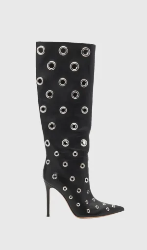 Clara Rivet Cutout Leather Knee-high Boots