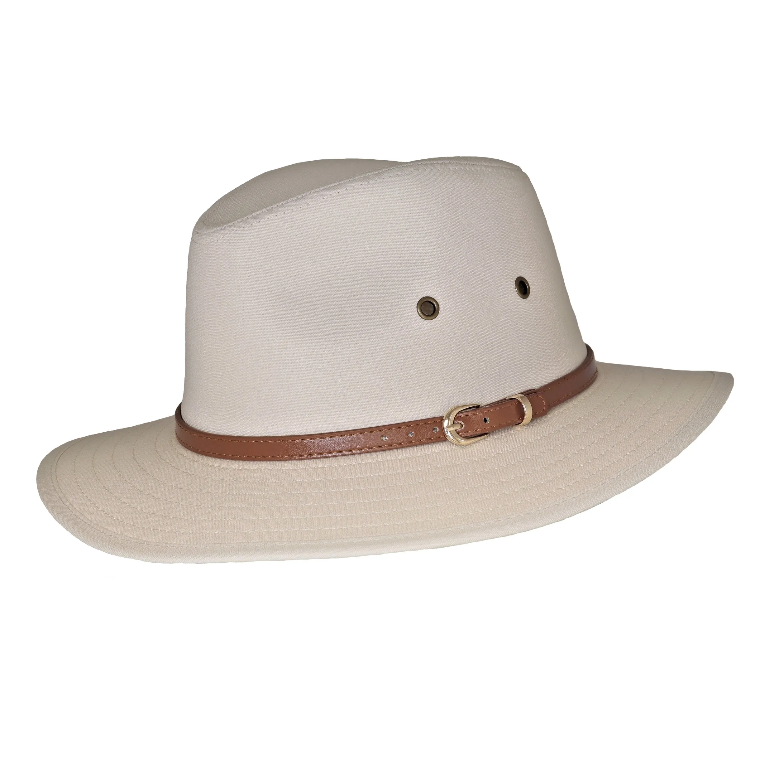 Classic Cotton Fedora Hat With Tan Brown Band
