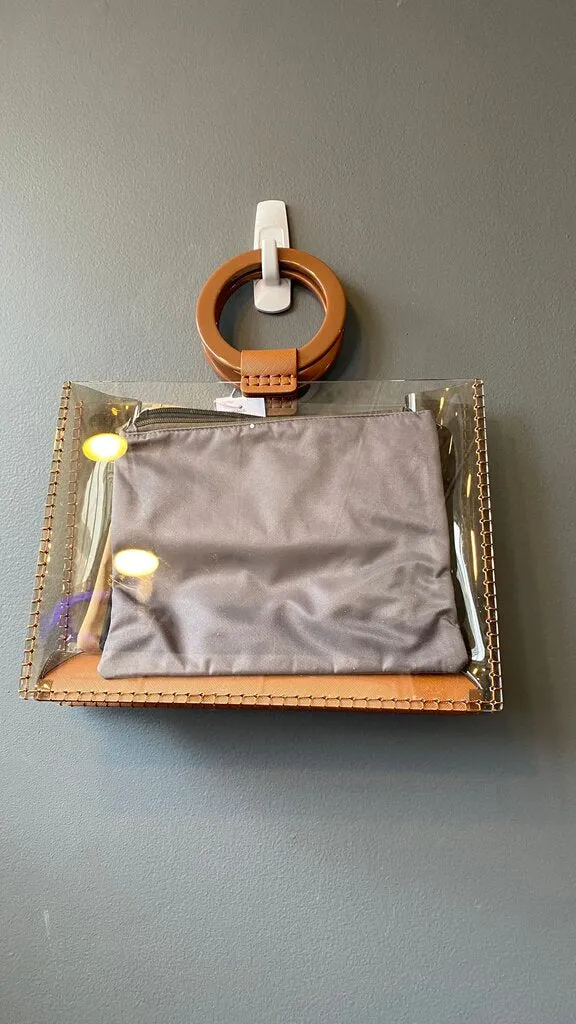 Clear Clutch Bag Camel Handle