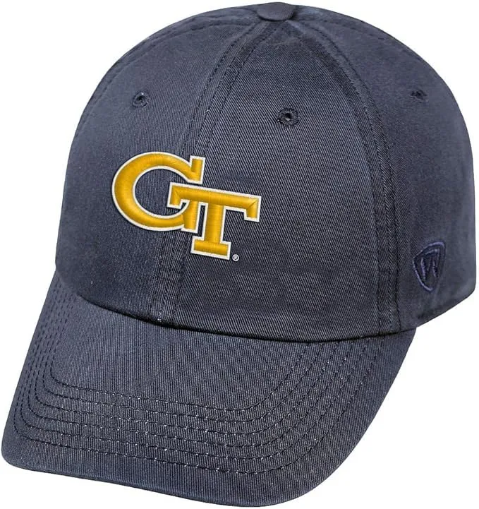 Collegiate Hats - Fitted Caps Adjustable Hats and Snapbacks Available (Adjustable Hat, Georgia Tech Charcoal)