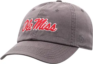 Collegiate Hats - Fitted Caps Adjustable Hats and Snapbacks Available (Adjustable Hat, Ole Miss Grey)