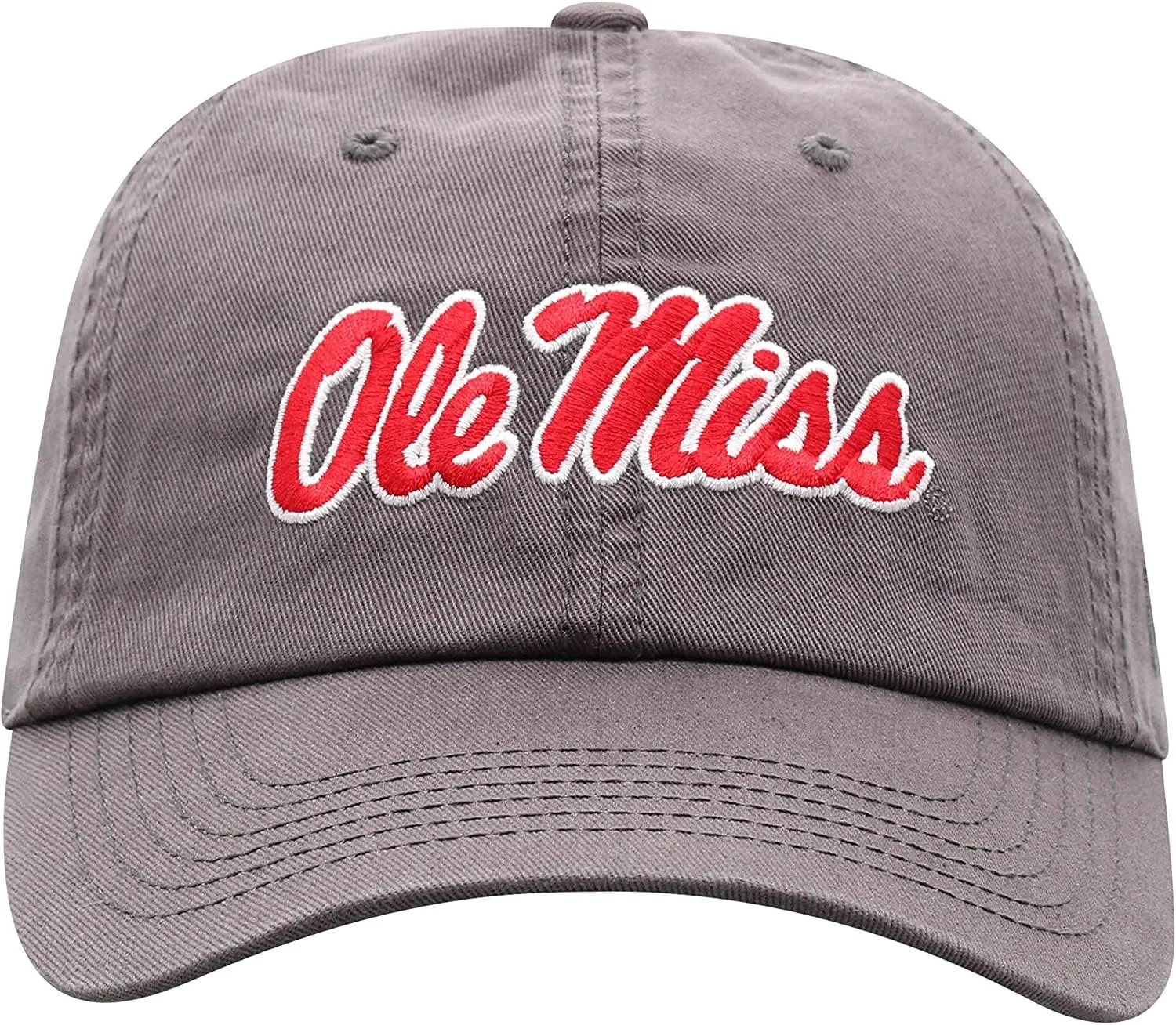 Collegiate Hats - Fitted Caps Adjustable Hats and Snapbacks Available (Adjustable Hat, Ole Miss Grey)
