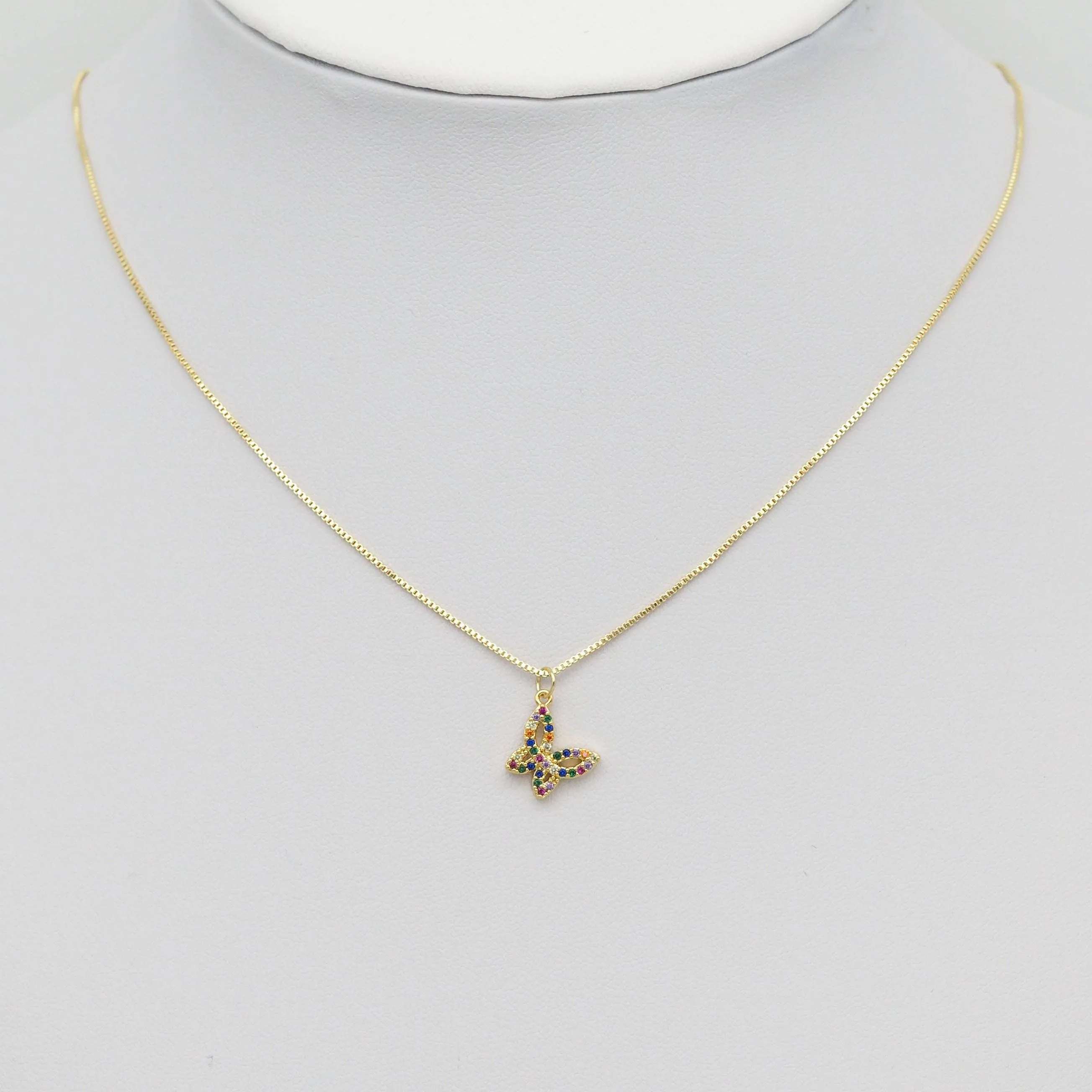 Colorful CZ Gold Butterly Charm, Sku#Y875