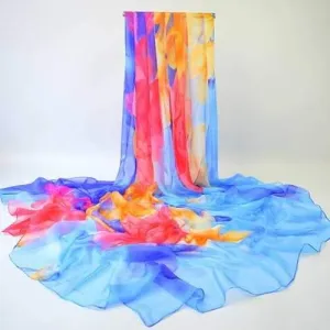 Conspicuous Watercolour Flowers Printed Shawl Scarf - Royal