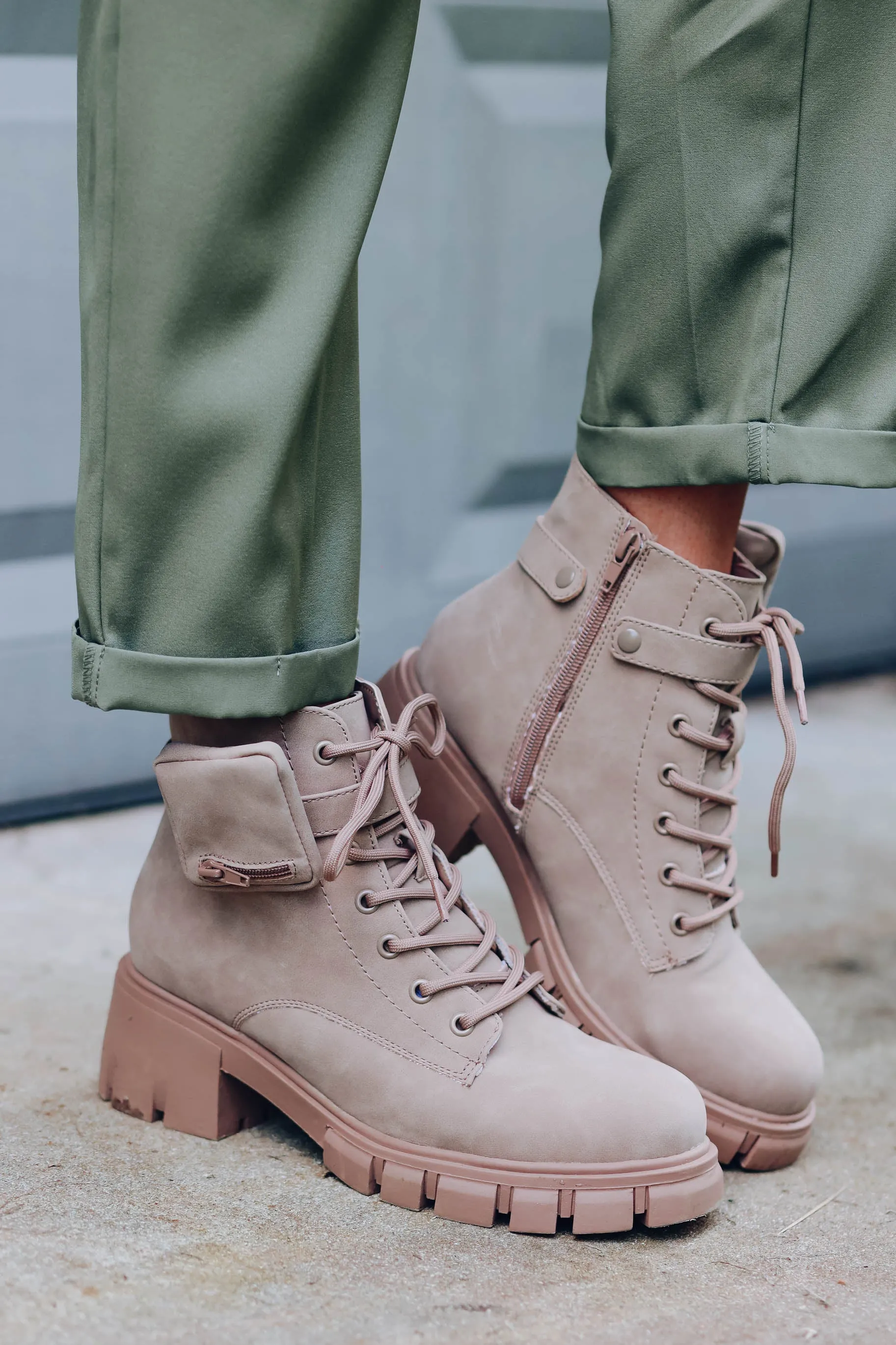 Cora Combat Boot by MIA Shoes - Taupe