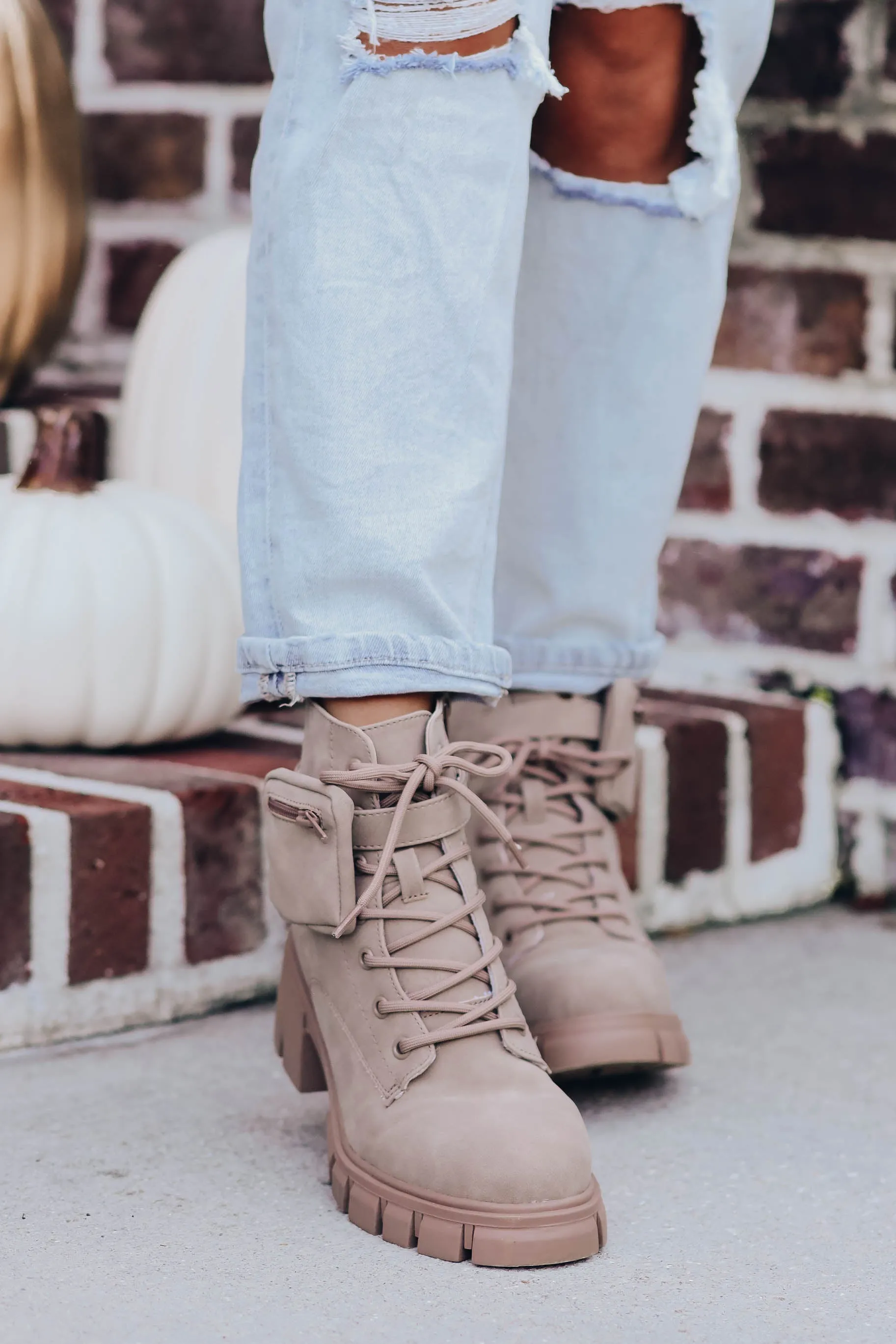 Cora Combat Boot by MIA Shoes - Taupe