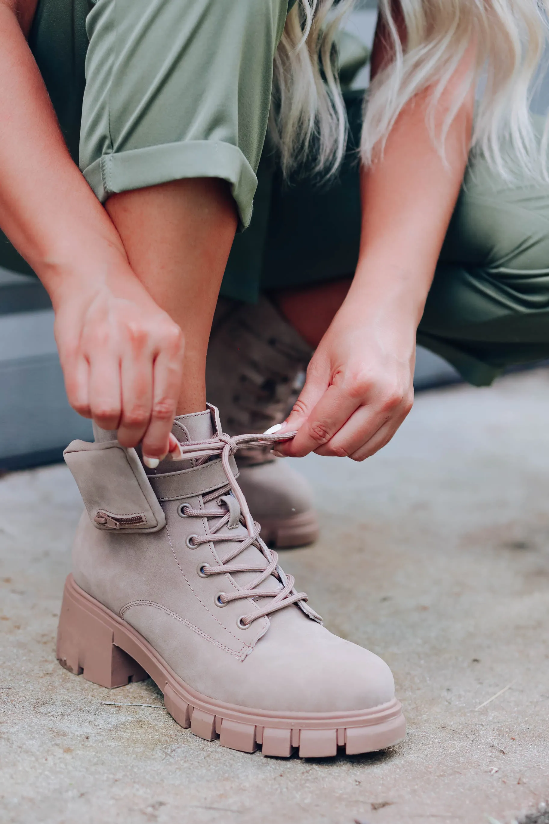 Cora Combat Boot by MIA Shoes - Taupe