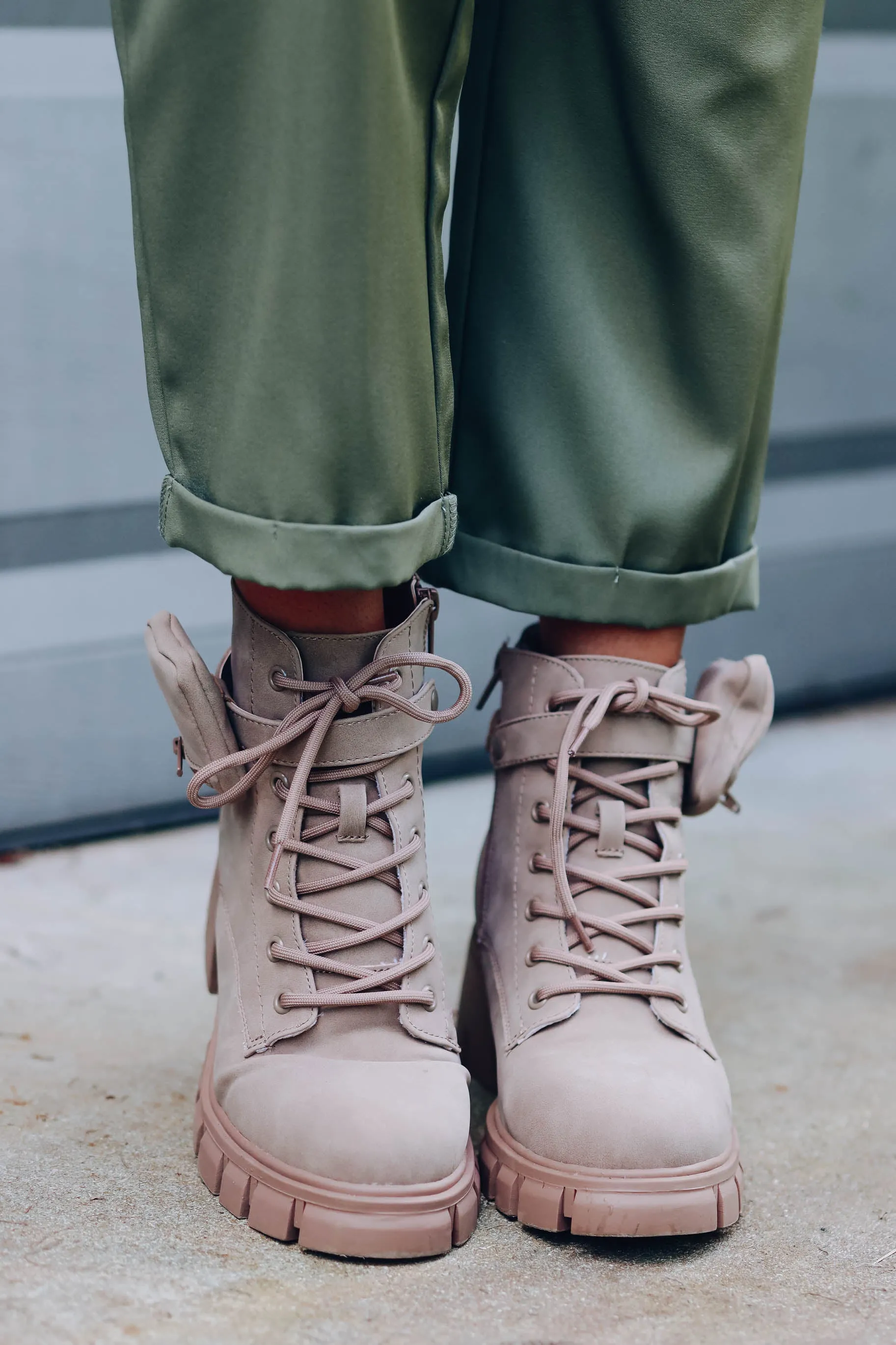 Cora Combat Boot by MIA Shoes - Taupe