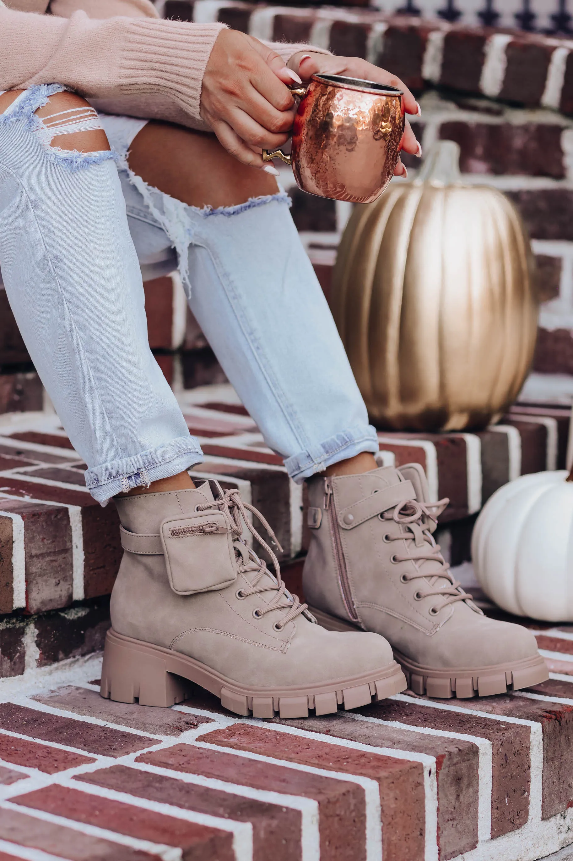 Cora Combat Boot by MIA Shoes - Taupe