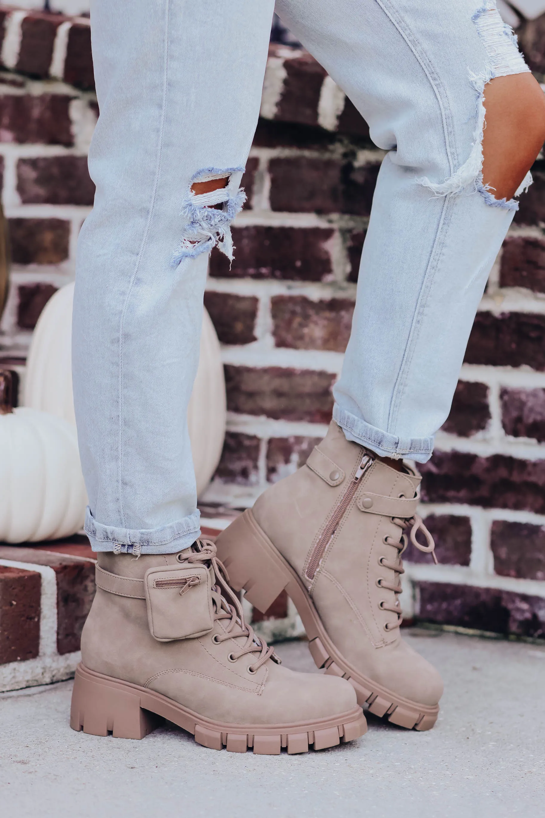 Cora Combat Boot by MIA Shoes - Taupe