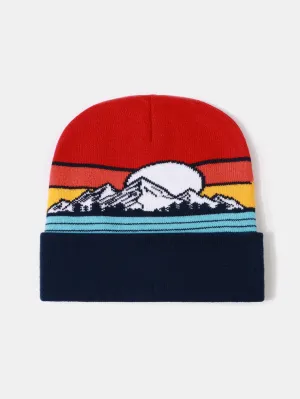 Corak gunung jacquard topi beanie hangat