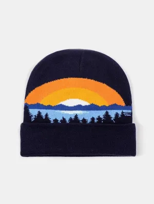 Corak Jacquard Sunset Forest melengkung tepi rajutan hangat