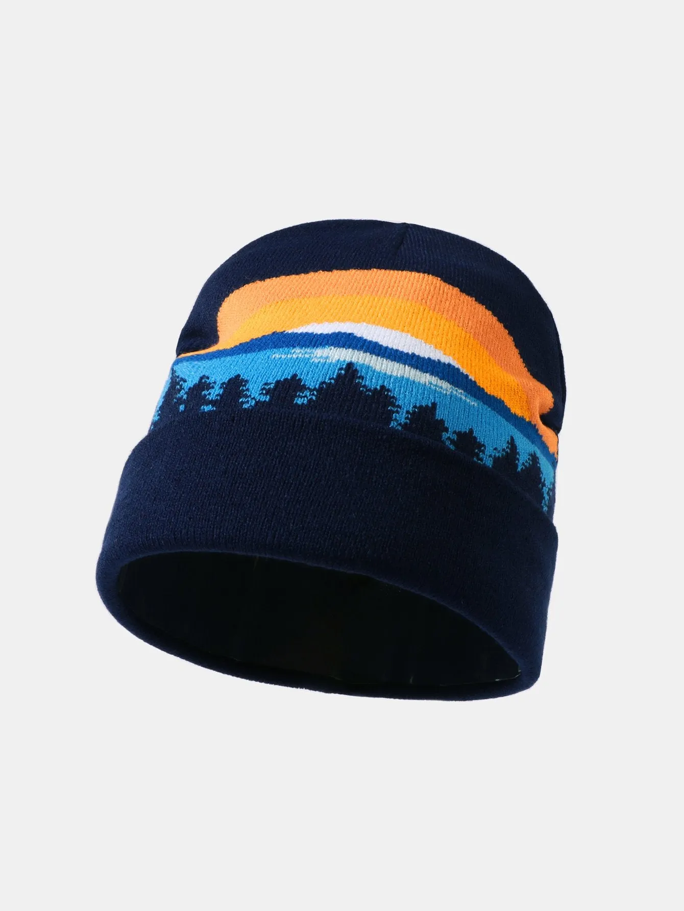 Corak Jacquard Sunset Forest melengkung tepi rajutan hangat