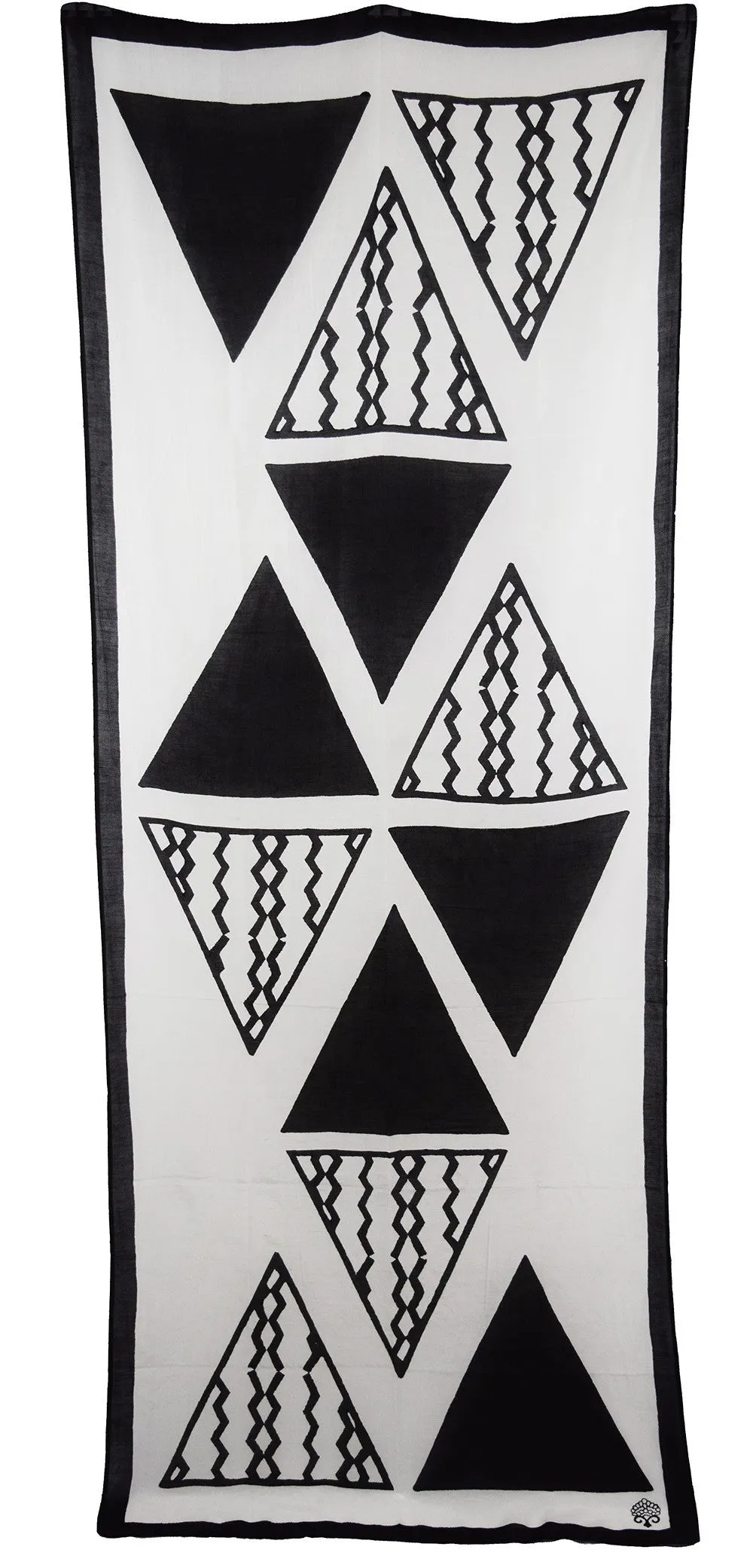 Cotton Silk Scarf | Triangles White