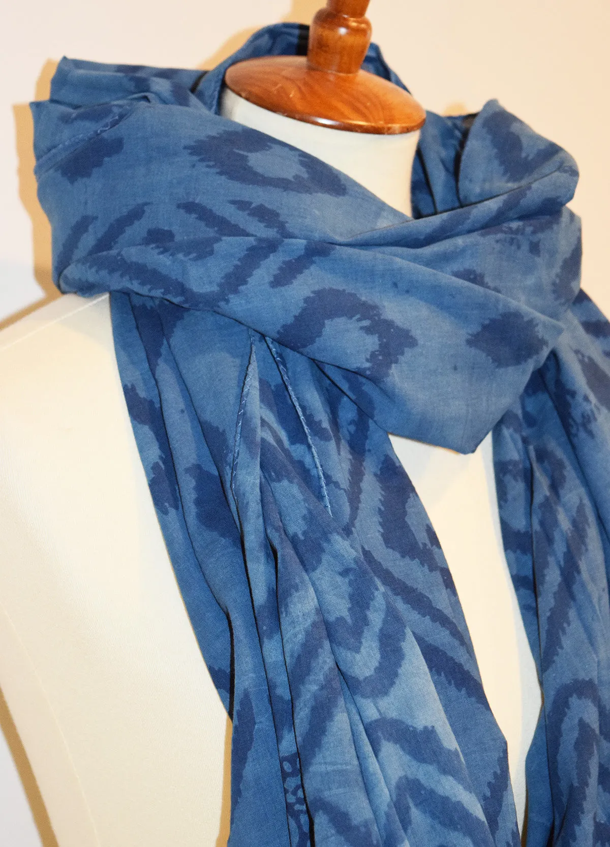 Cotton Voile Scarf | Kuta Ikat Indigo