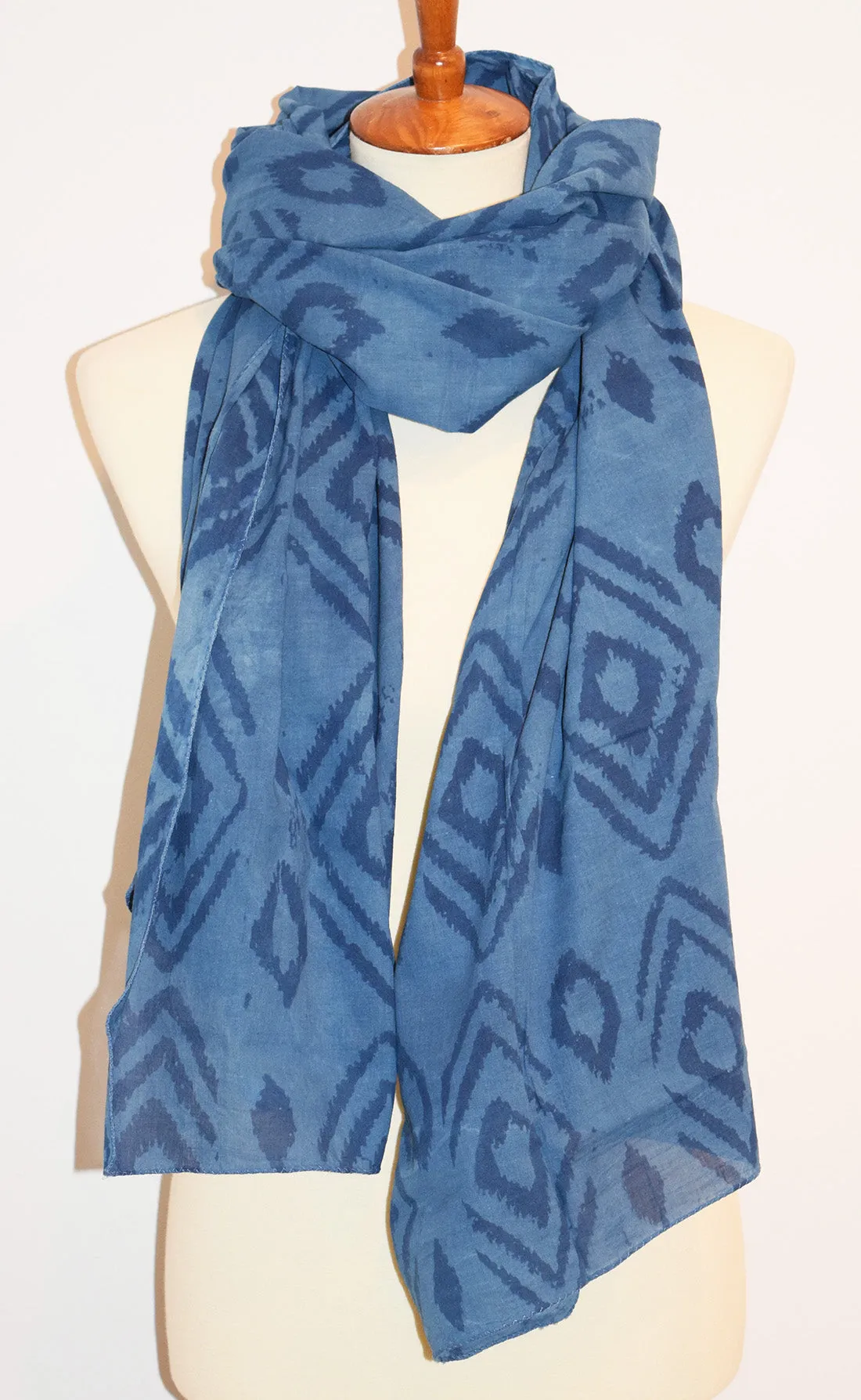Cotton Voile Scarf | Kuta Ikat Indigo