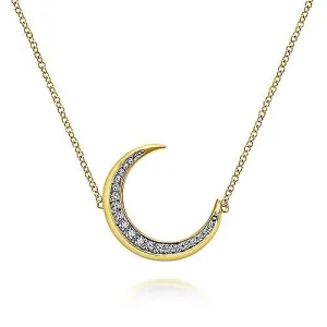 Crescent Moon Diamond Pendant Necklace