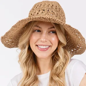 Crochet Straw Sun Hat Brown
