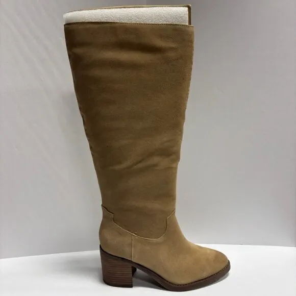 Crown Vintage Women’s Deni, Taupe Knee High Boots, Size 10W, Wide Calf