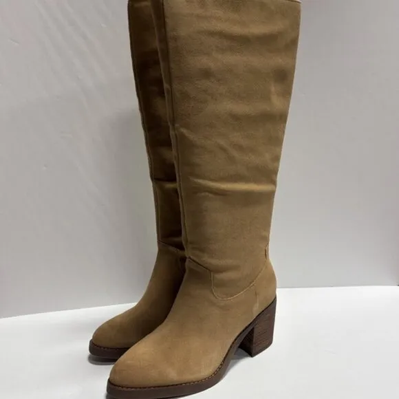 Crown Vintage Women’s Deni, Taupe Knee High Boots, Size 10W, Wide Calf