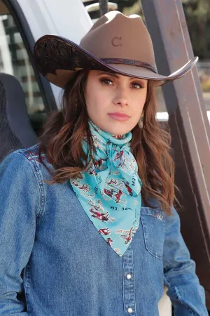 Cruel Turquoise Cowboy Print Wild Rag