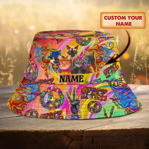 Custom Bucket Hat - Cat Hippie Car 2 - 510