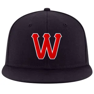 Custom Navy Red-White Stitched Adjustable Snapback Hat