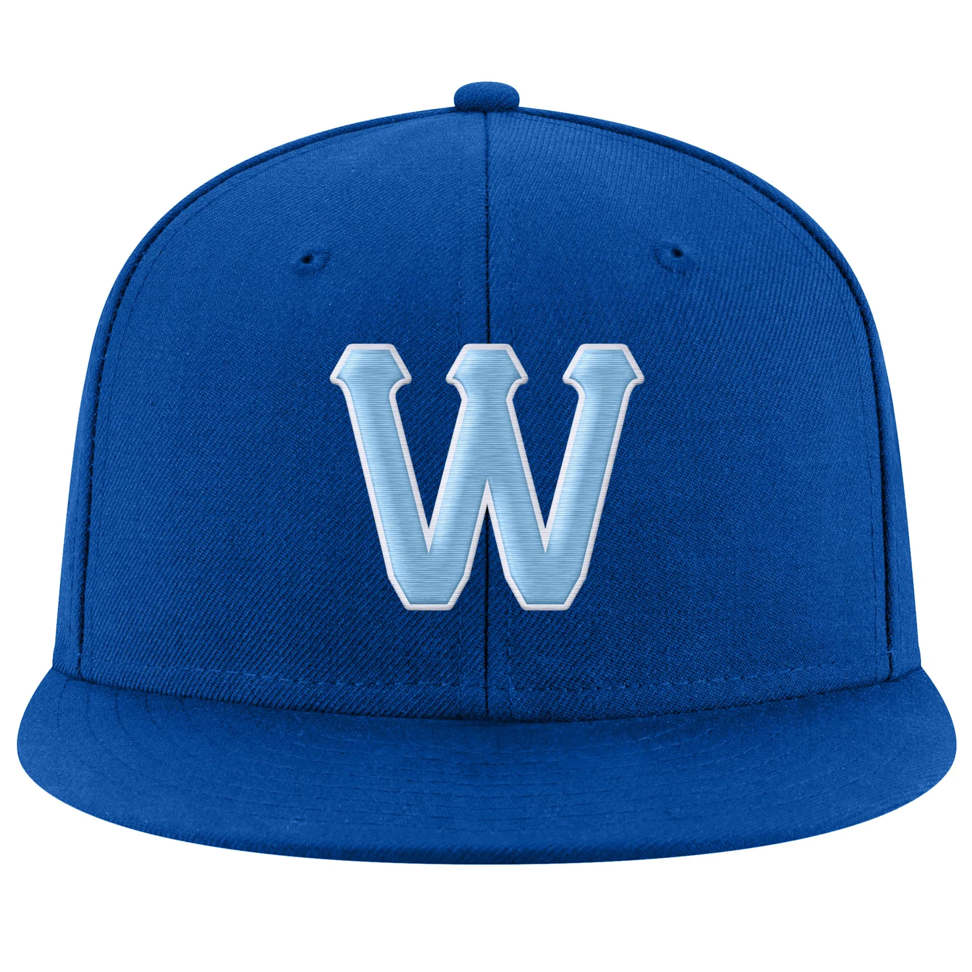 Custom Royal Light Blue-White Stitched Adjustable Snapback Hat
