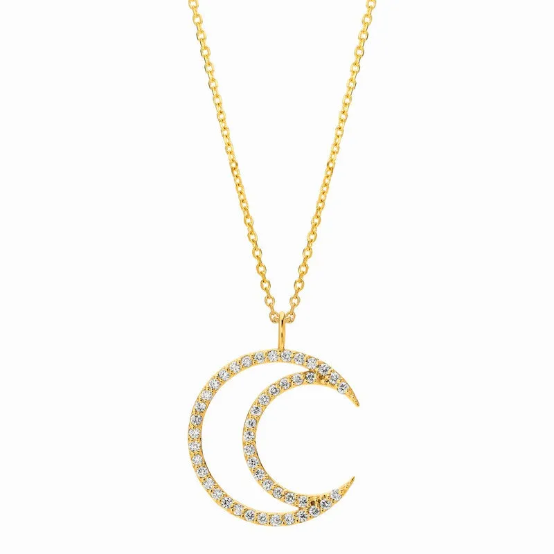 CUTOUT MOON DIAMOND NECKLACE 14K ROSE GOLD (0.46 CTW)