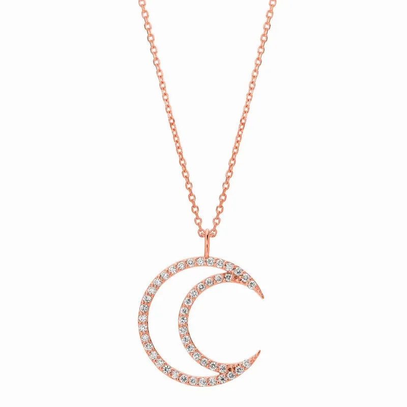 CUTOUT MOON DIAMOND NECKLACE 14K ROSE GOLD (0.46 CTW)