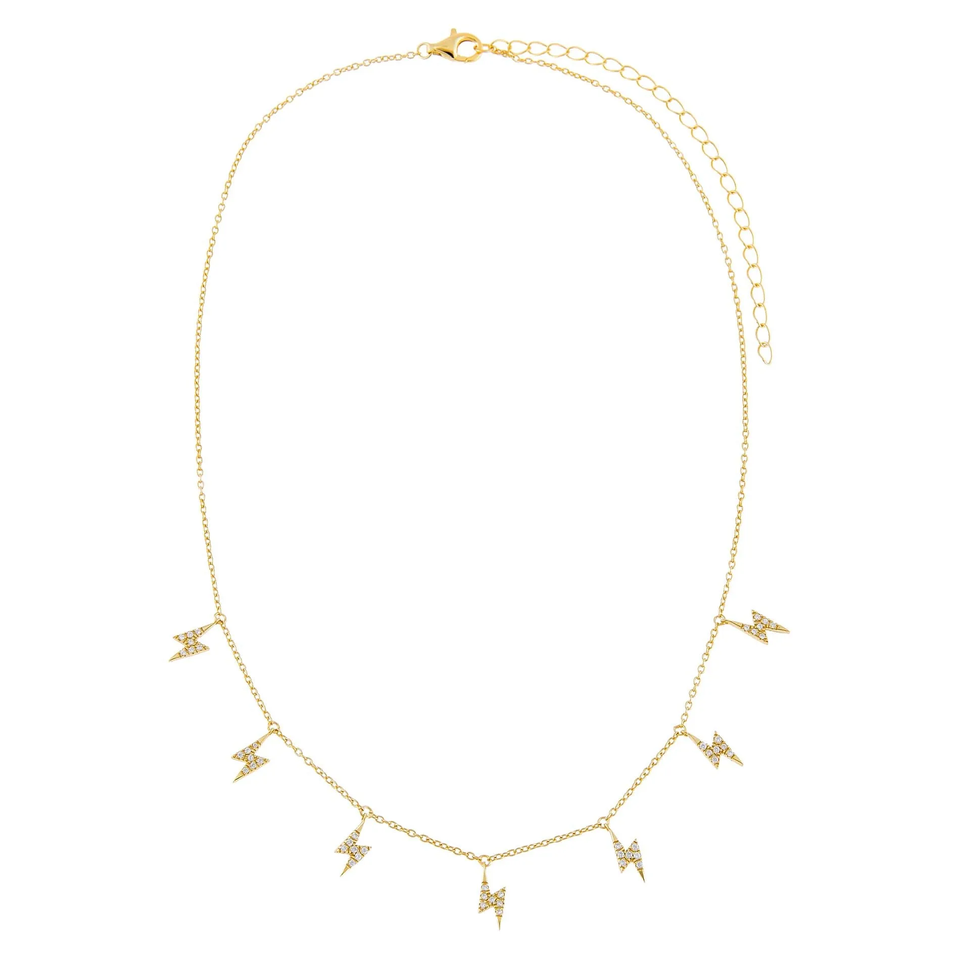 CZ Multi Lightning Bolt Necklace