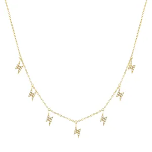 CZ Multi Lightning Bolt Necklace