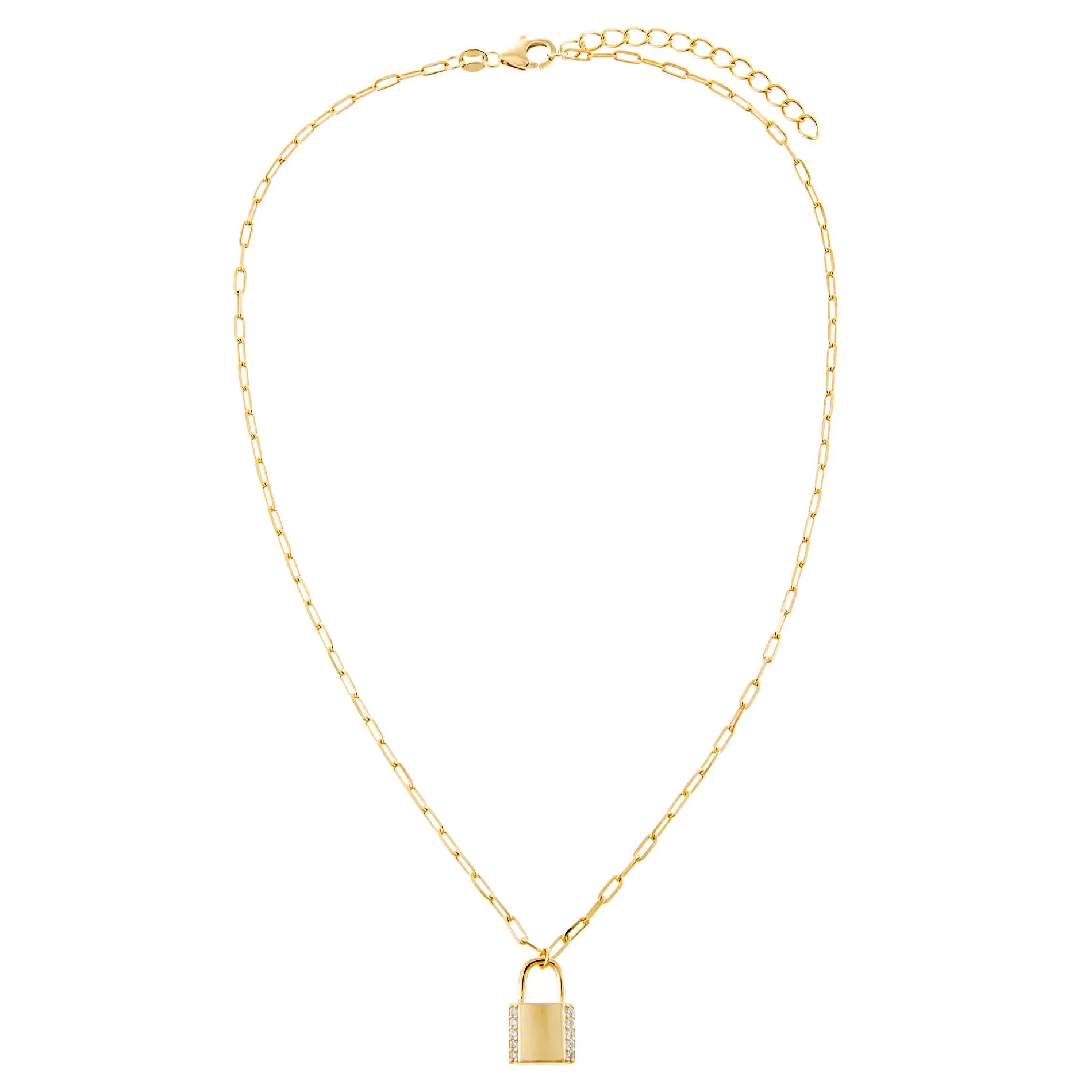 CZ X Solid Lock Link Necklace