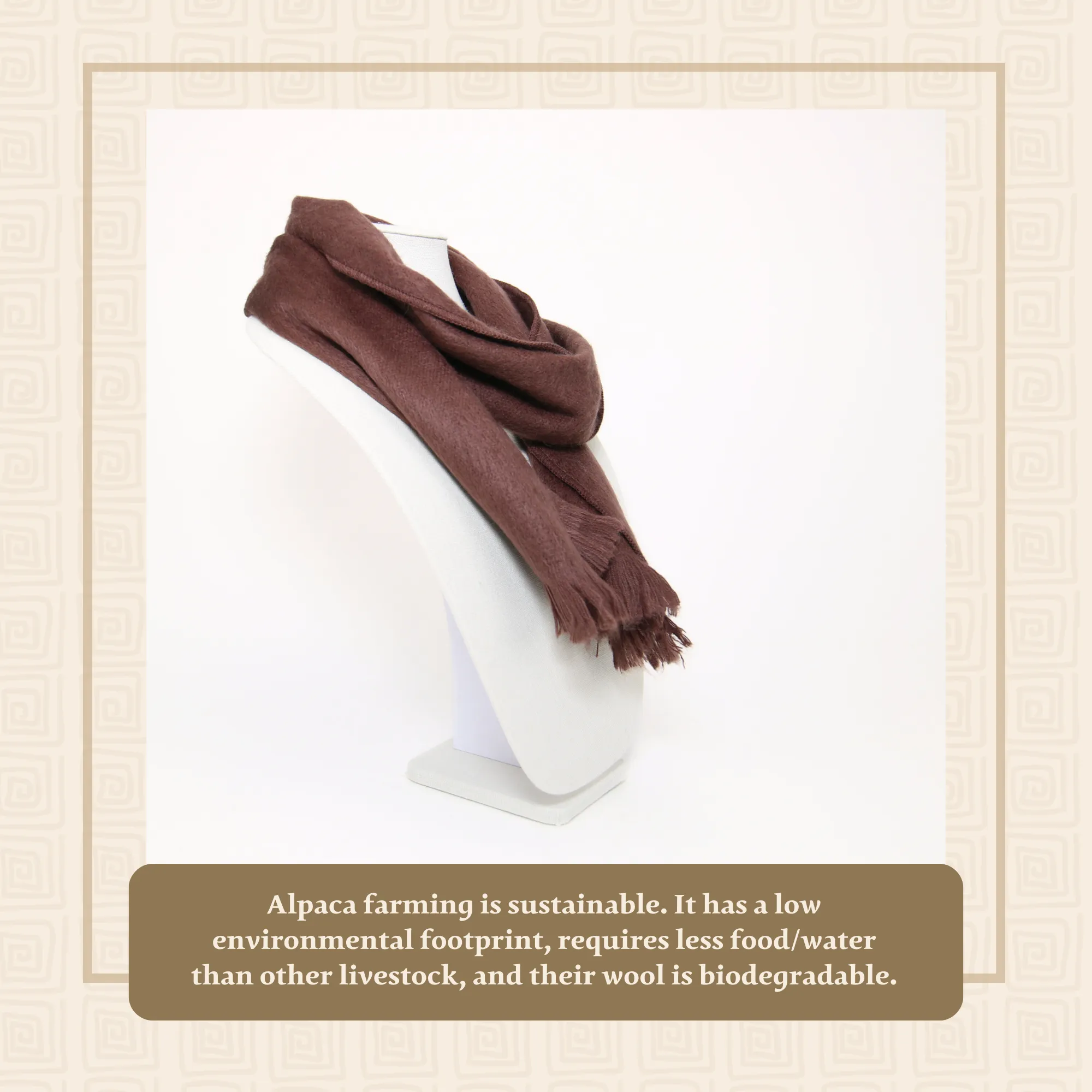 Dark Brown Alpaca Traditional Scarf