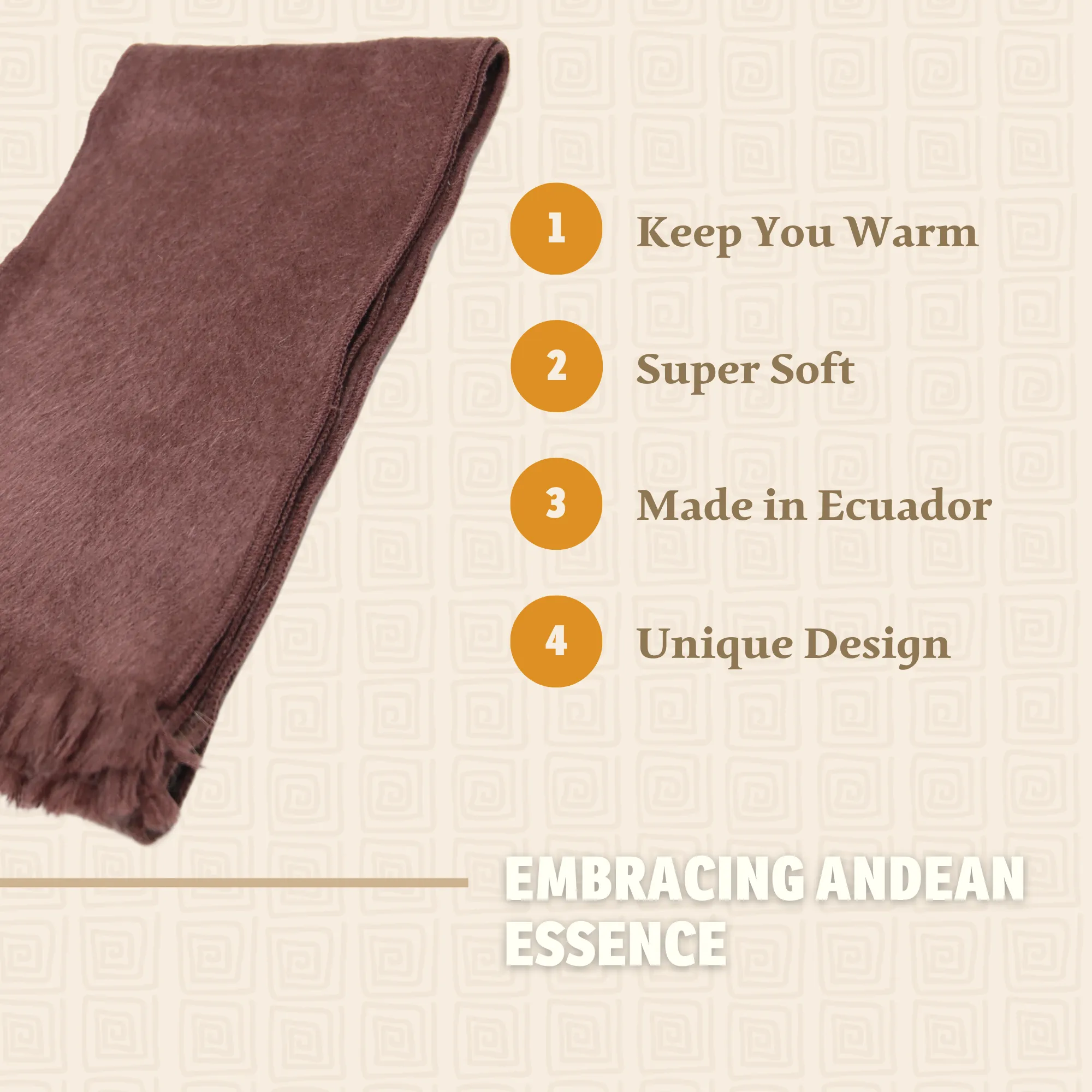 Dark Brown Alpaca Traditional Scarf