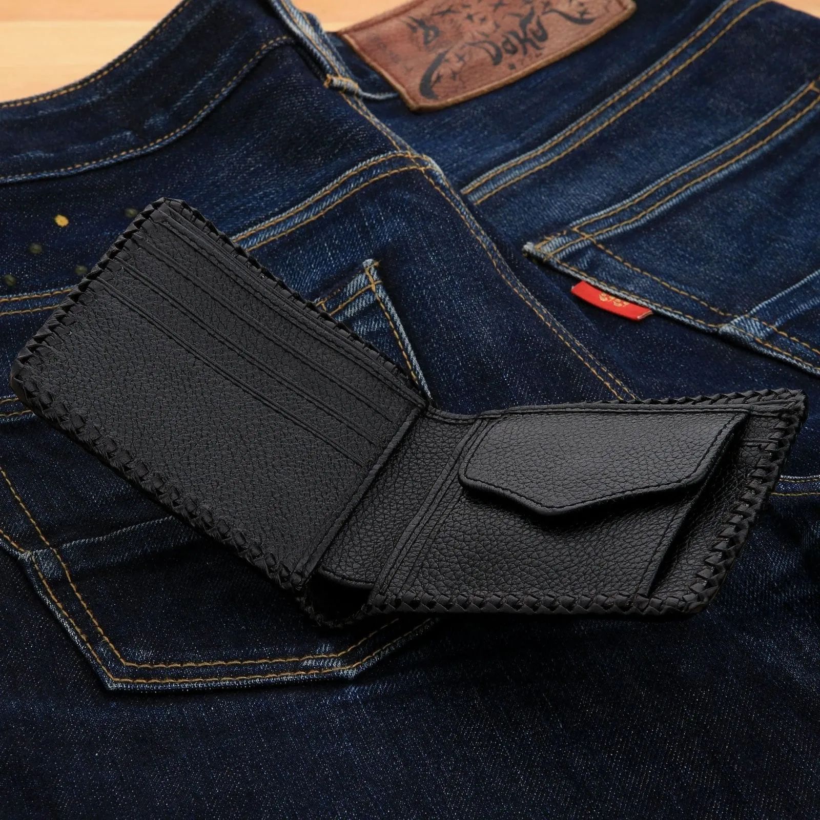 Dark Brown Crocodile Leather Bifold Biker Wallet