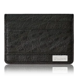 Dark Brown - Men Exotic Ostrich Leather Card Holder Slim Wallet