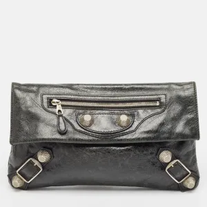 Dark Green Leather GSH Classic Envelope Clutch