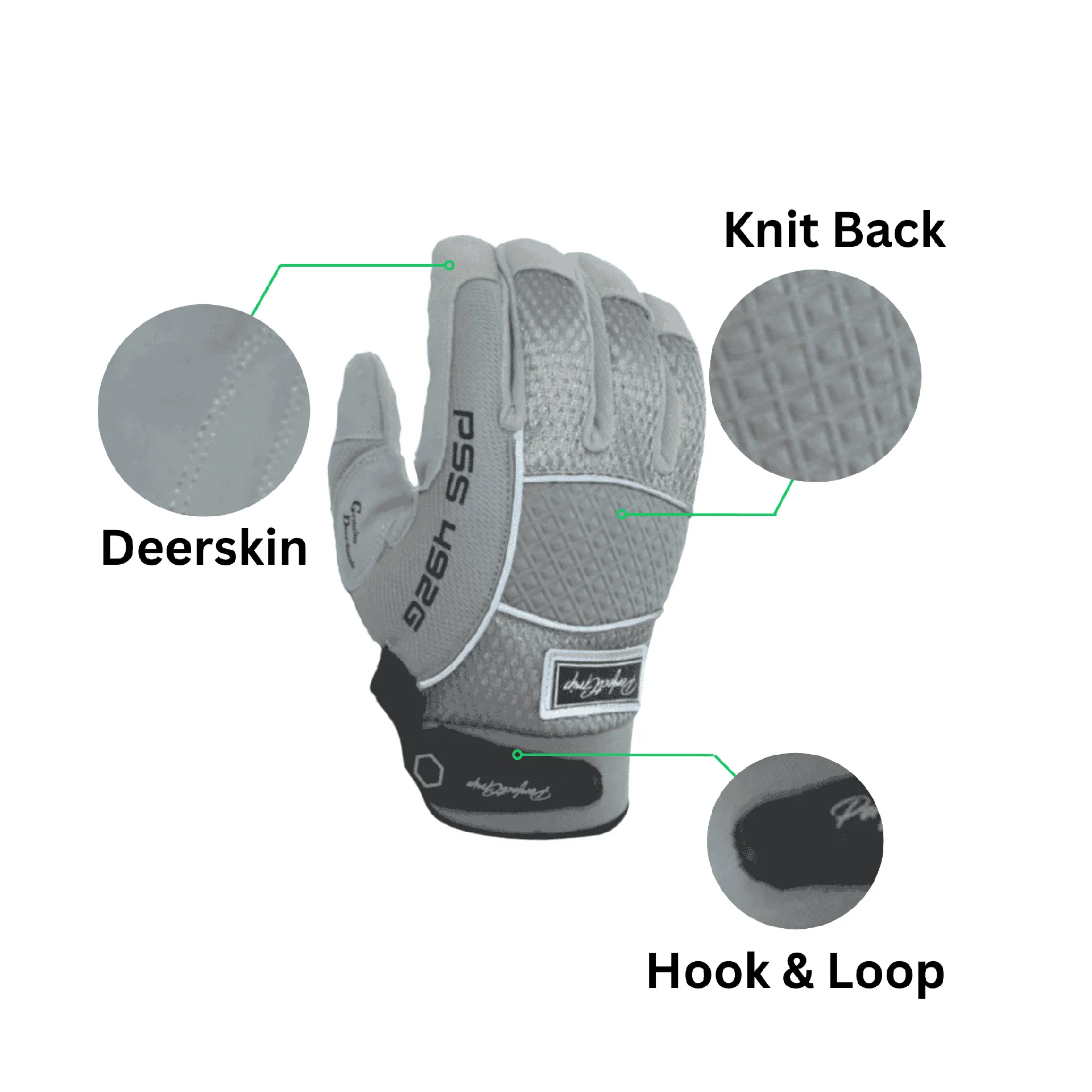 Deerskin Glove – Deerskin Glove – Premium Gray Deer Suede Mechanic Glove with Knit Back and Adjustable Cuff