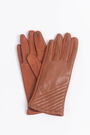 Diagonal Stitch Touch Screen Gloves Tan