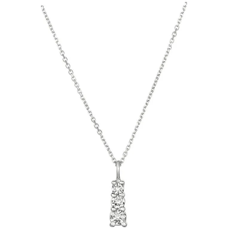 DIAMOND 3 STONE NECKLACE 14K GOLD (0.4 CTW)