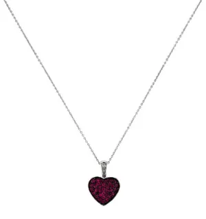 DIAMOND & ROSE SAPPHIRE MEDIUM HEART NECKLACE 14K GOLD (0.82 CTW)