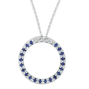 DIAMOND & SAPPHIRE CIRCLE NECKLACE 14K GOLD (0.25 CTW)