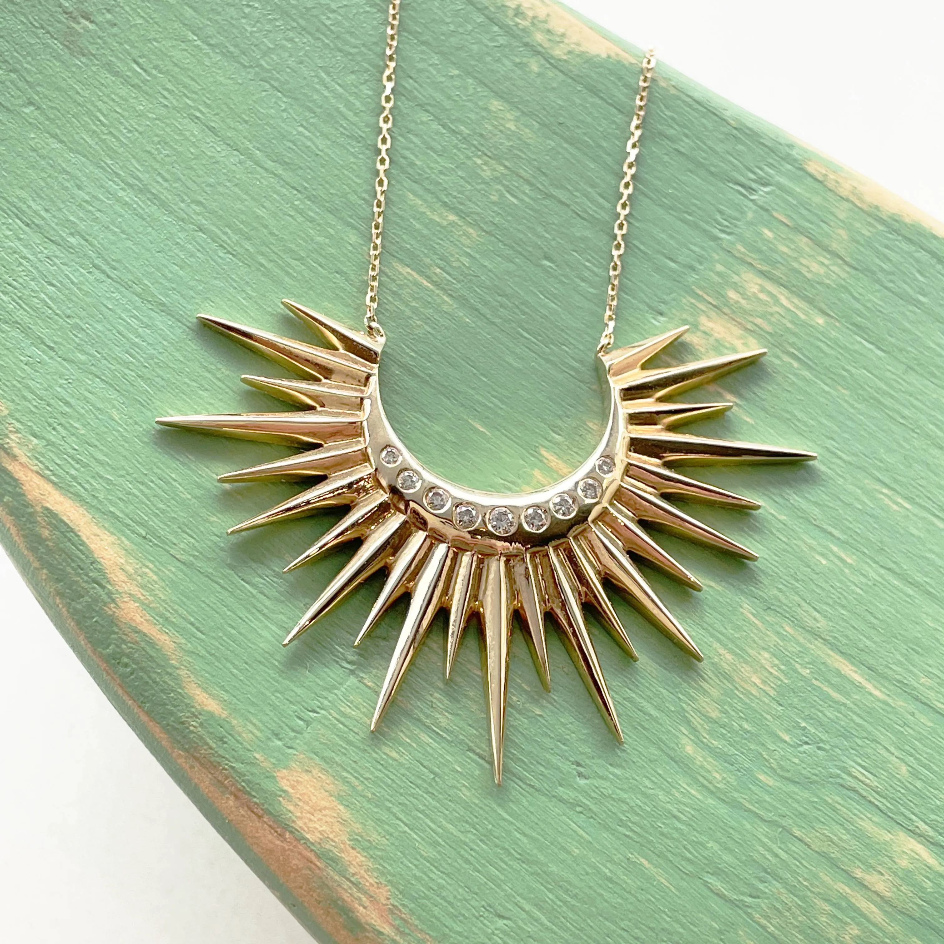 Diamond and Sun Moon Necklace
