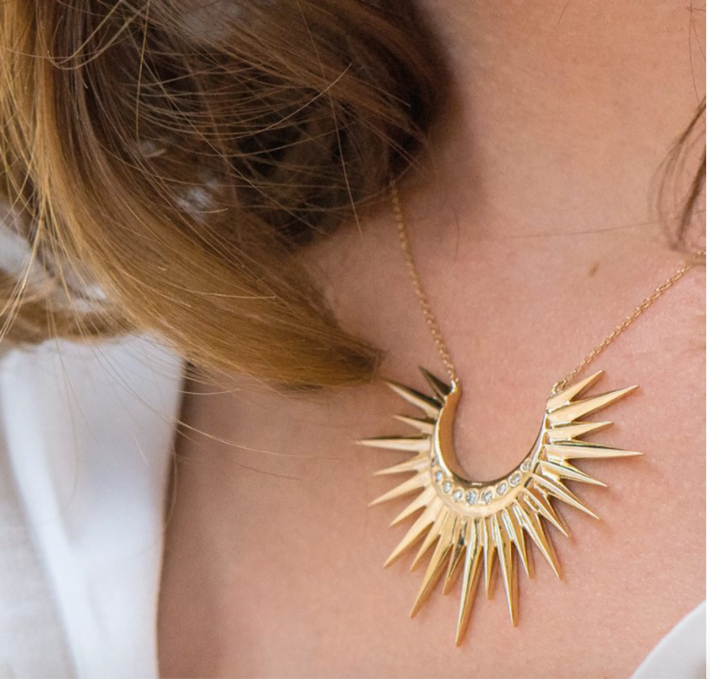 Diamond and Sun Moon Necklace