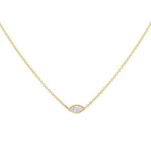 Diamond Bezel Marquise Necklace 14K