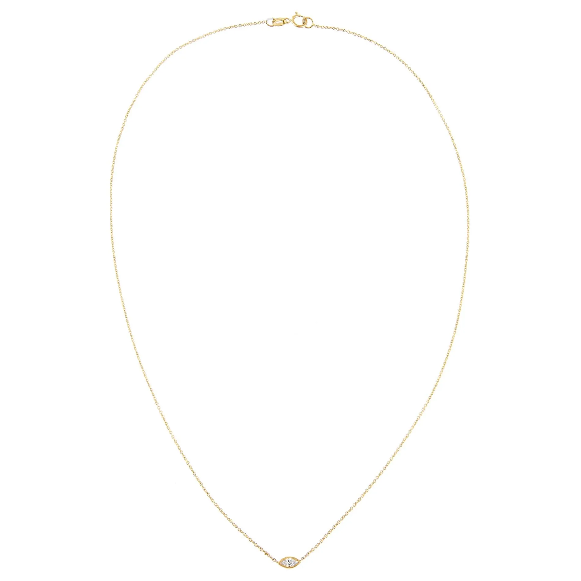 Diamond Bezel Marquise Necklace 14K