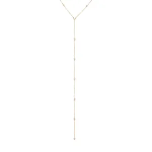 Diamond Bezel Station Lariat Necklace 14K