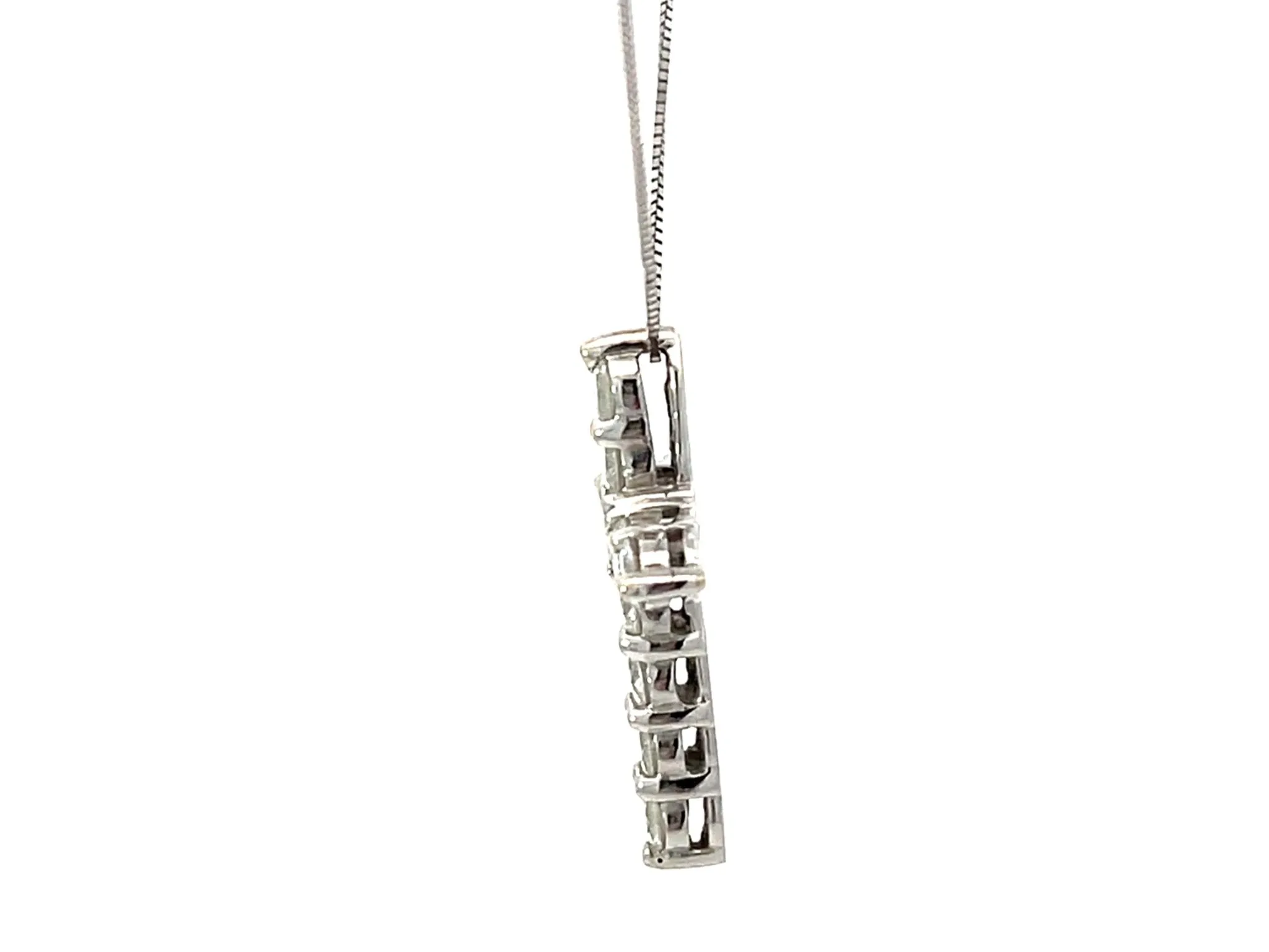 Diamond Cross Necklace Solid 14k White Gold