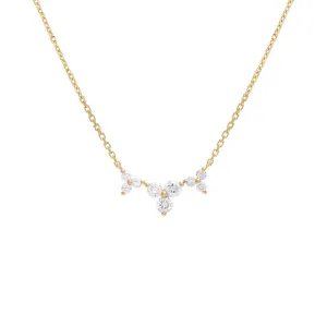 Diamond Curved Triple Cluster Necklace 14K